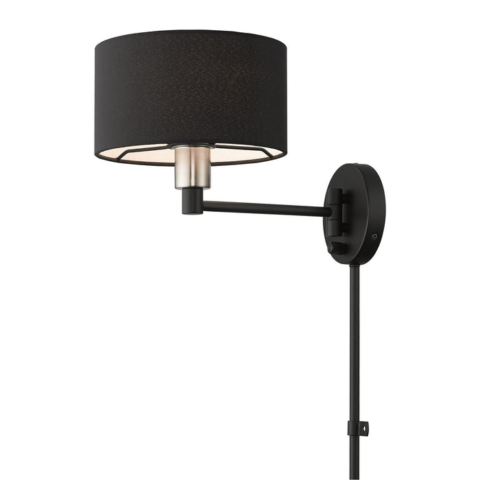 Livex Lighting 50270-04 One Light Swing Arm Wall Lamp, Black with Brushed Nickel