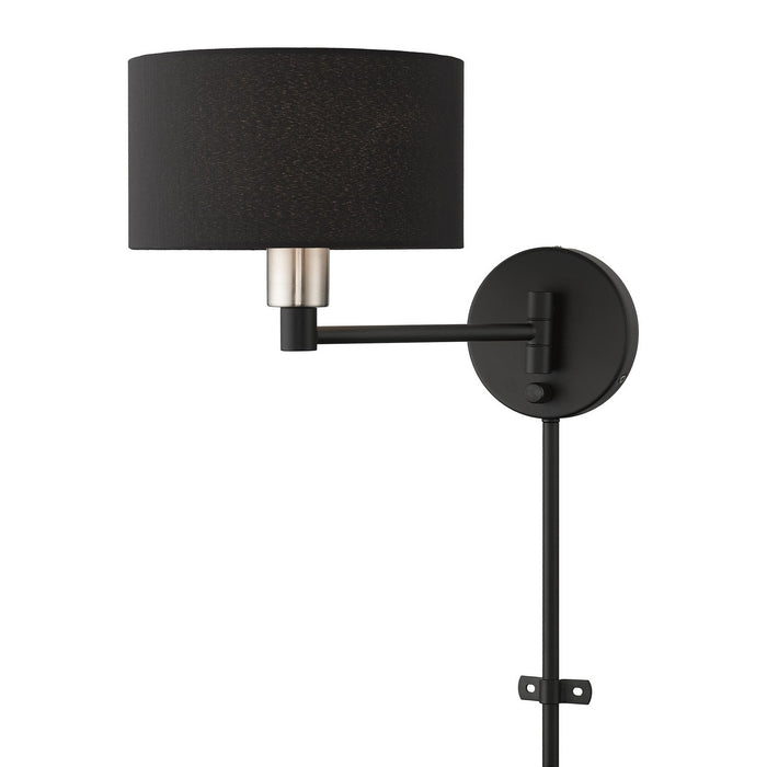 Livex Lighting 50270-04 One Light Swing Arm Wall Lamp, Black with Brushed Nickel