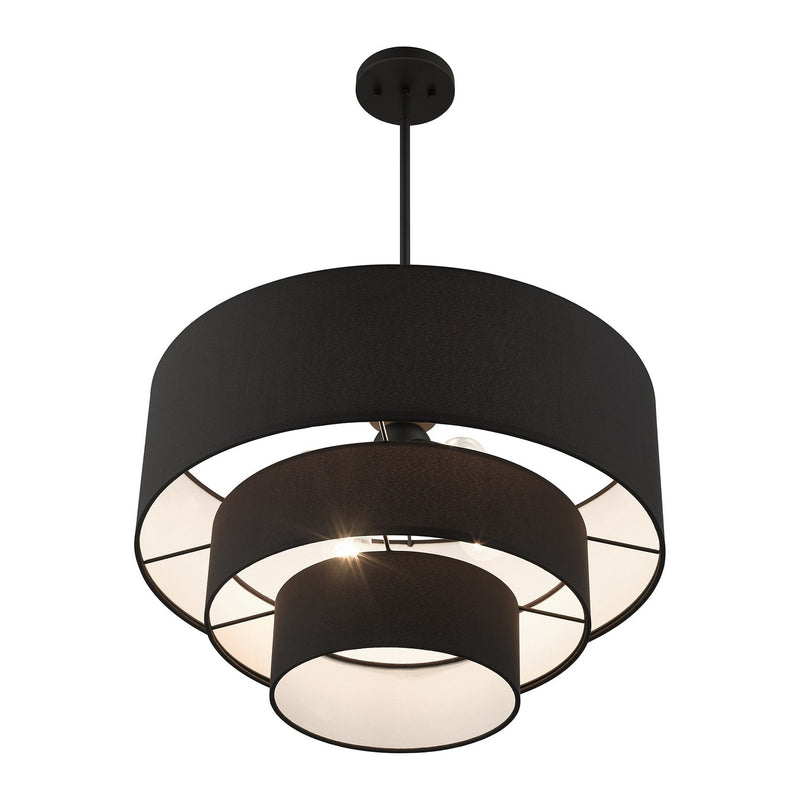 Livex Lighting 50274-04 Four Light Pendant Chandelier, Black