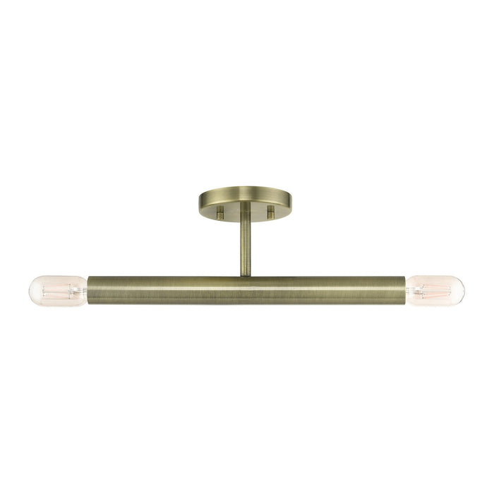 Livex Lighting 51139-01 Two Light Semi-Flush Mount, Antique Brass