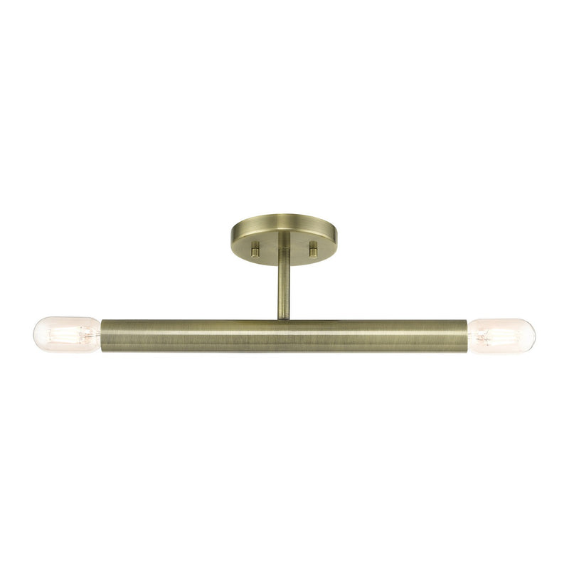 Livex Lighting 51139-01 Two Light Semi-Flush Mount, Antique Brass