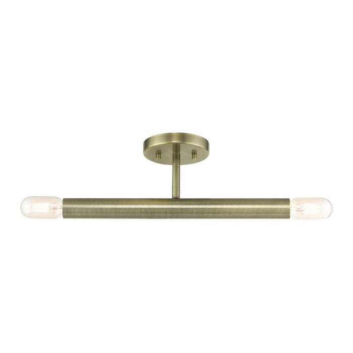 Livex Lighting 51139-01 Two Light Semi-Flush Mount, Antique Brass