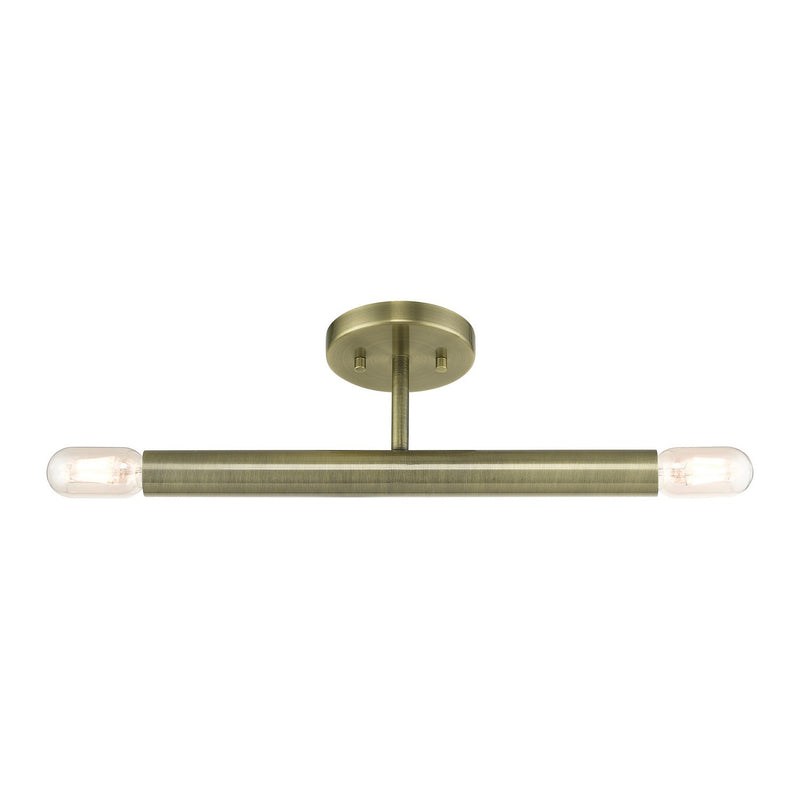 Livex Lighting 51139-01 Two Light Semi-Flush Mount, Antique Brass