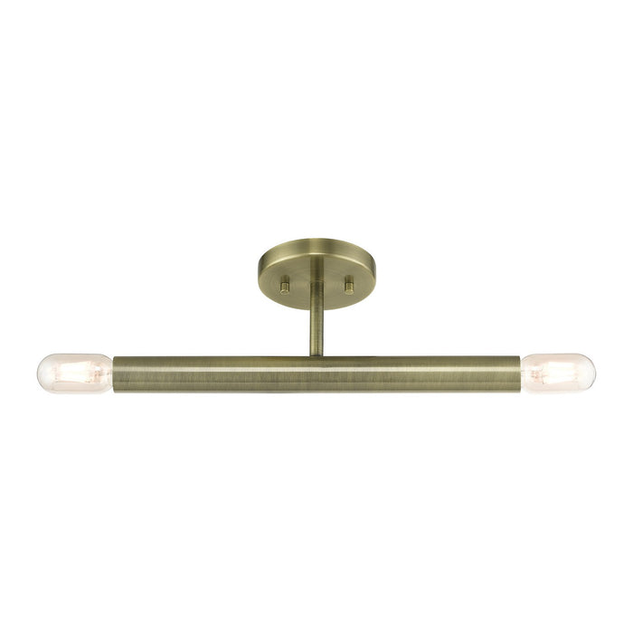 Livex Lighting 51139-01 Two Light Semi-Flush Mount, Antique Brass