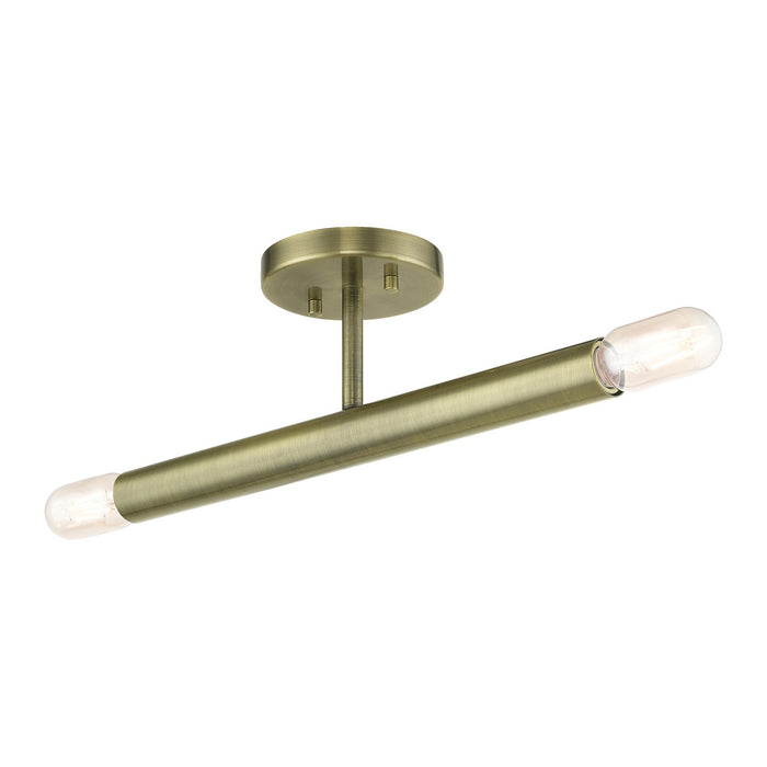 Livex Lighting 51139-01 Two Light Semi-Flush Mount, Antique Brass