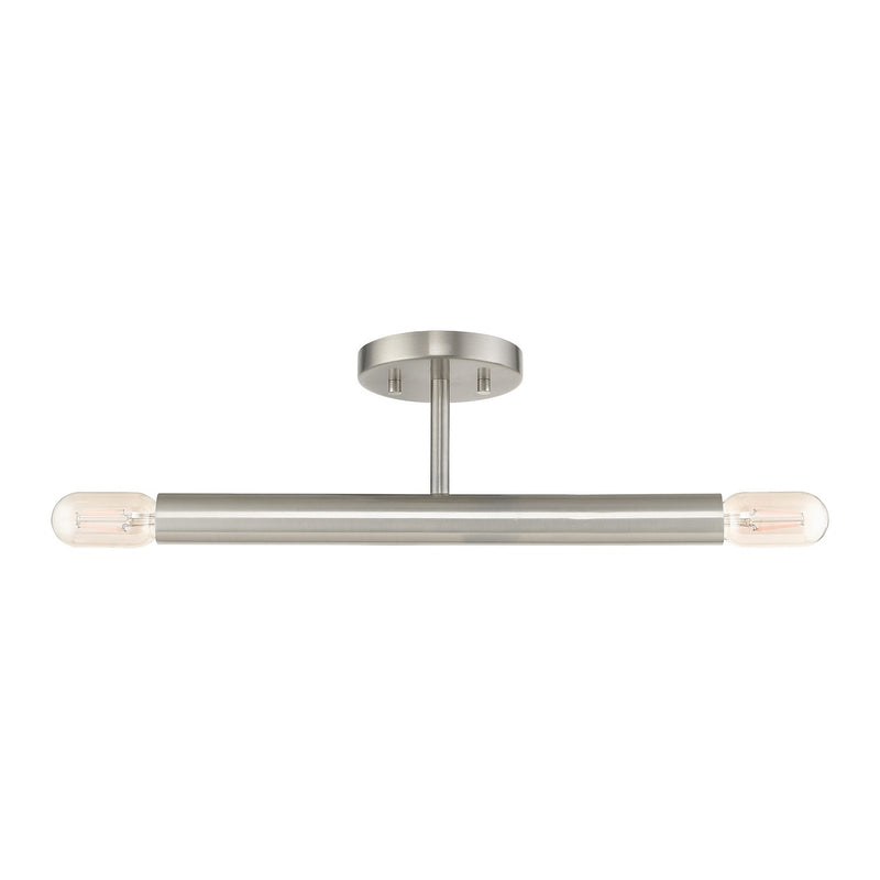 Livex Lighting 51139-91 Two Light Semi-Flush Mount, Brushed Nickel
