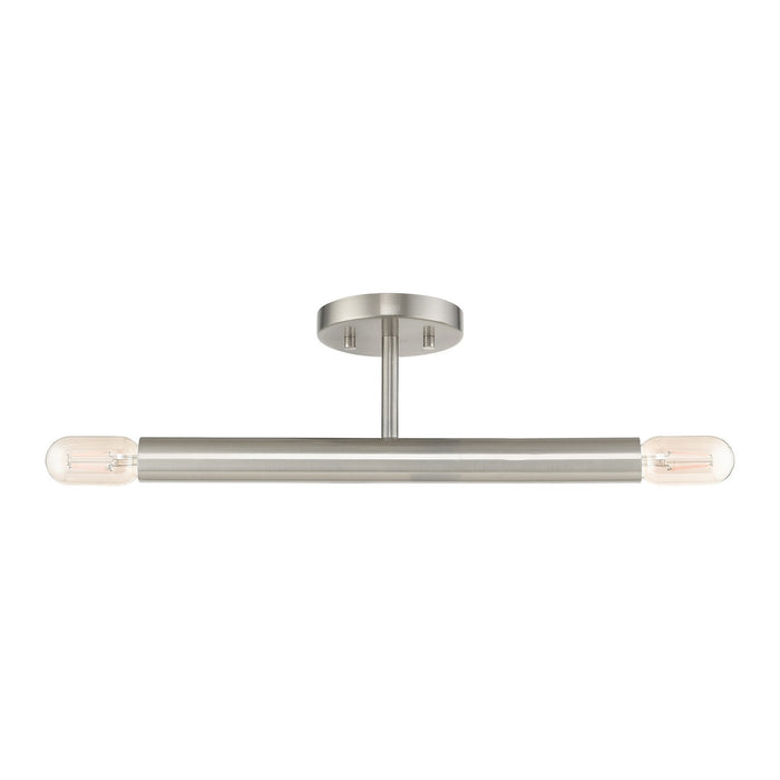 Livex Lighting 51139-91 Two Light Semi-Flush Mount, Brushed Nickel
