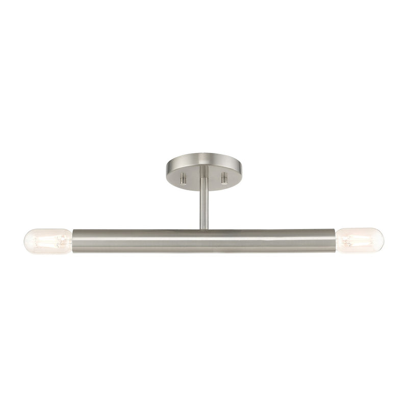 Livex Lighting 51139-91 Two Light Semi-Flush Mount, Brushed Nickel