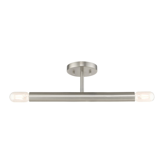 Livex Lighting 51139-91 Two Light Semi-Flush Mount, Brushed Nickel