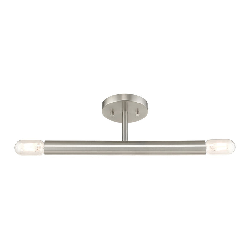 Livex Lighting 51139-91 Two Light Semi-Flush Mount, Brushed Nickel