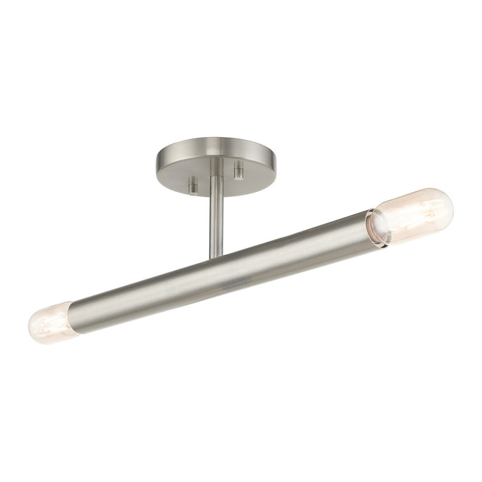 Livex Lighting 51139-91 Two Light Semi-Flush Mount, Brushed Nickel