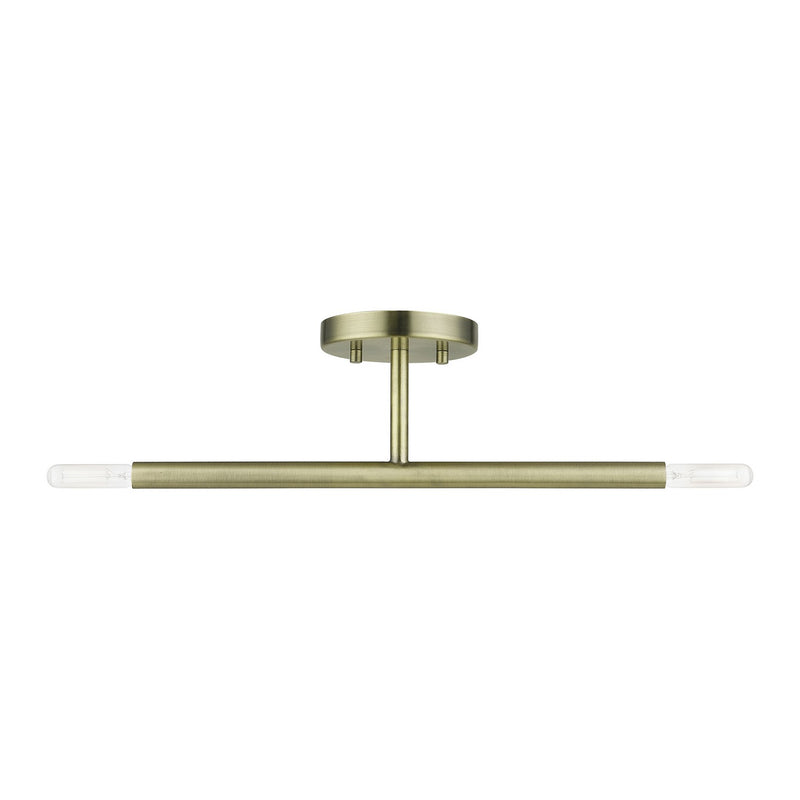 Livex Lighting 51179-01 Two Light Semi-Flush Mount, Antique Brass