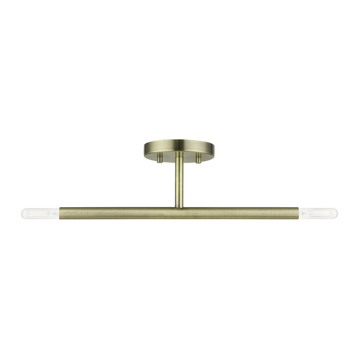 Livex Lighting 51179-01 Two Light Semi-Flush Mount, Antique Brass