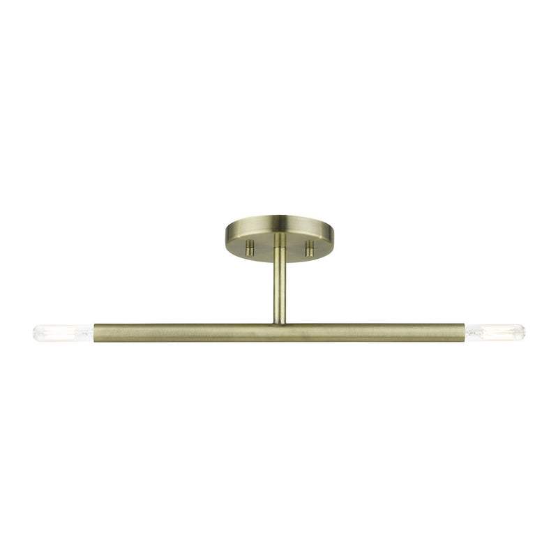 Livex Lighting 51179-01 Two Light Semi-Flush Mount, Antique Brass