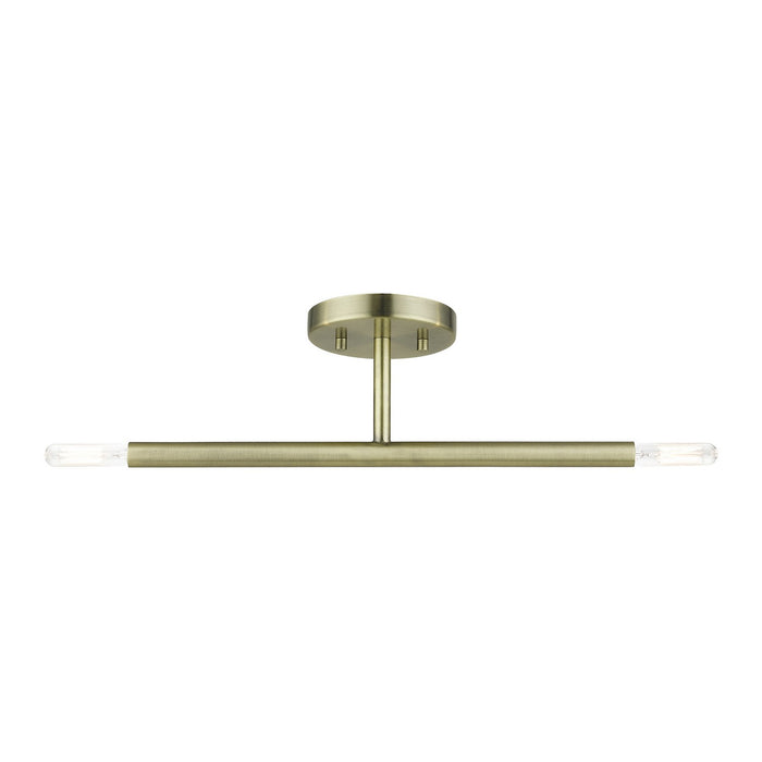 Livex Lighting 51179-01 Two Light Semi-Flush Mount, Antique Brass