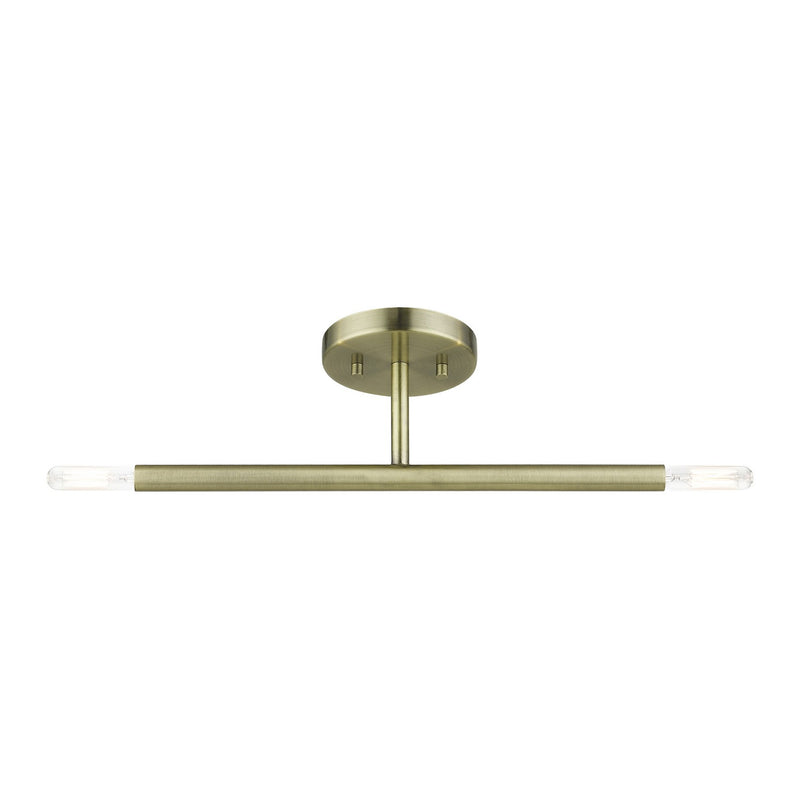 Livex Lighting 51179-01 Two Light Semi-Flush Mount, Antique Brass