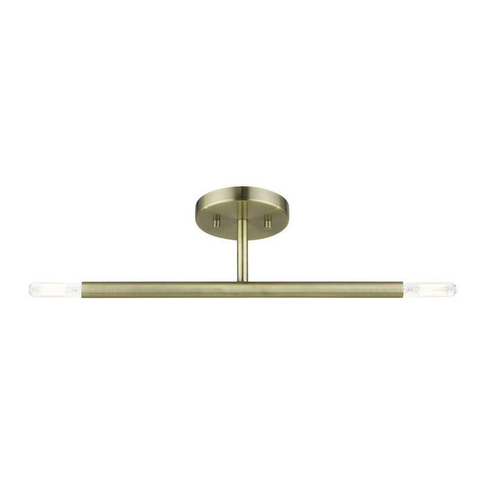 Livex Lighting 51179-01 Two Light Semi-Flush Mount, Antique Brass