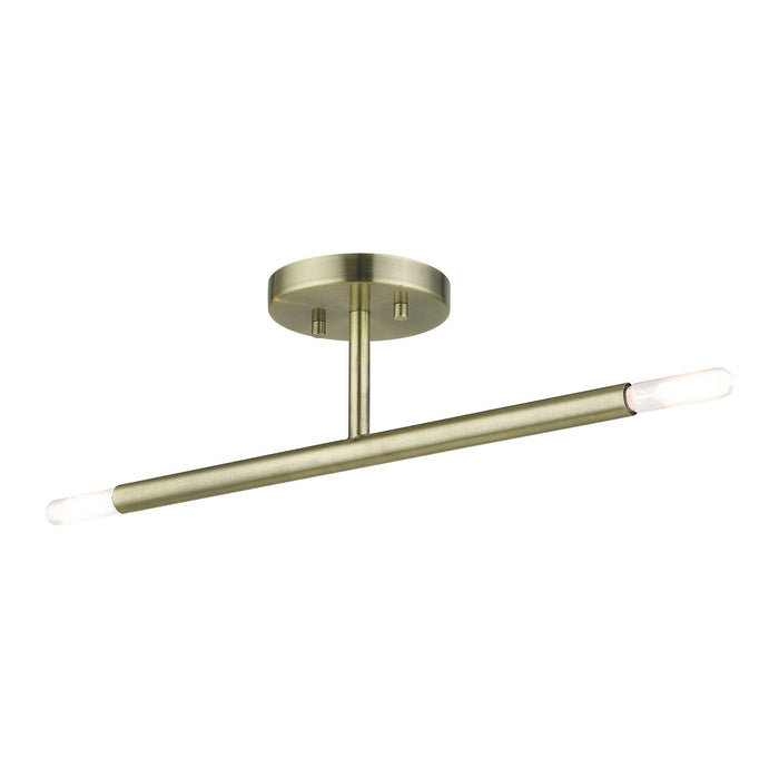 Livex Lighting 51179-01 Two Light Semi-Flush Mount, Antique Brass