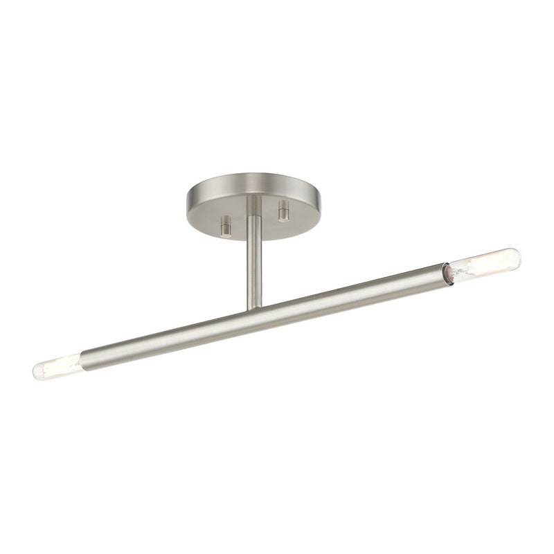 Livex Lighting 51179-91 Two Light Semi-Flush Mount, Brushed Nickel