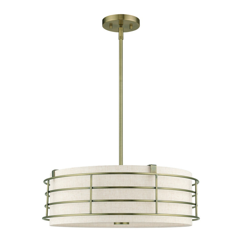 Livex Lighting 55114-01 Four Light Pendant Chandelier, Antique Brass