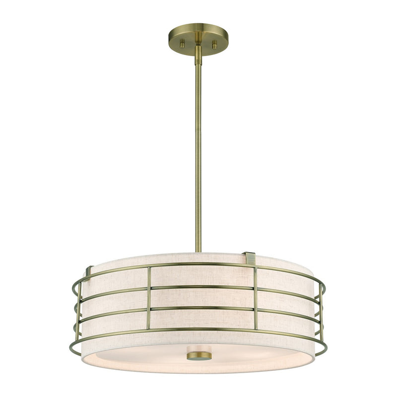 Livex Lighting 55114-01 Four Light Pendant Chandelier, Antique Brass