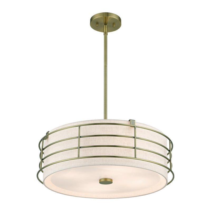 Livex Lighting 55114-01 Four Light Pendant Chandelier, Antique Brass
