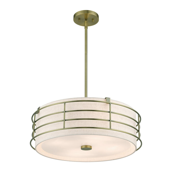 Livex Lighting 55114-01 Four Light Pendant Chandelier, Antique Brass