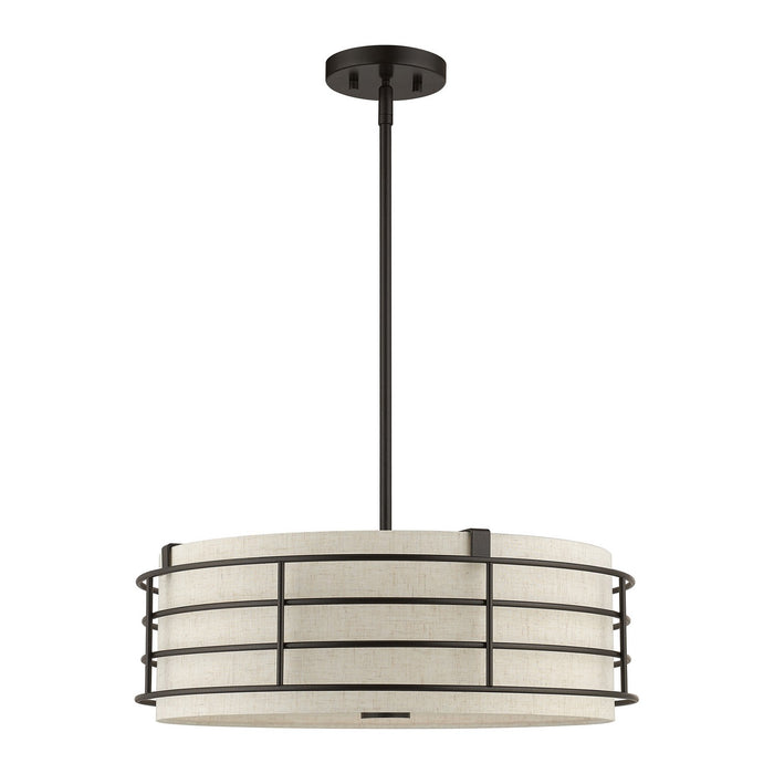 Livex Lighting 55114-92 Four Light Pendant Chandelier, English Bronze