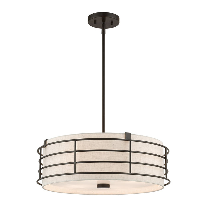 Livex Lighting 55114-92 Four Light Pendant Chandelier, English Bronze