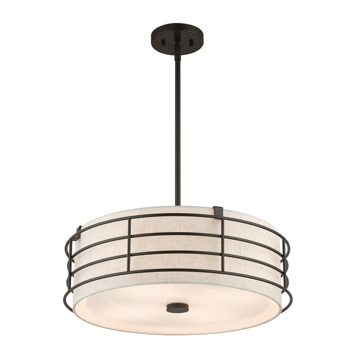 Livex Lighting 55114-92 Four Light Pendant Chandelier, English Bronze