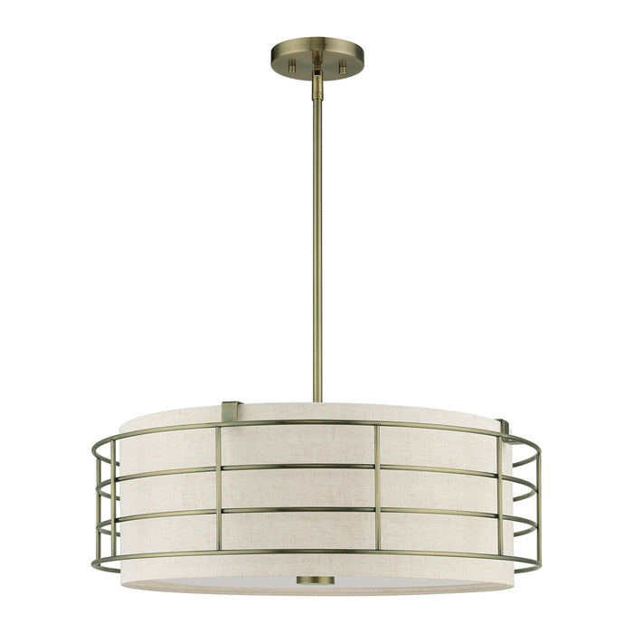 Livex Lighting 55115-01 Five Light Pendant Chandelier, Antique Brass