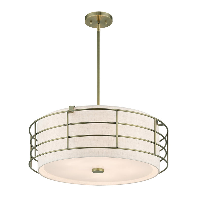 Livex Lighting 55115-01 Five Light Pendant Chandelier, Antique Brass