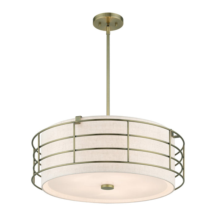 Livex Lighting 55115-01 Five Light Pendant Chandelier, Antique Brass