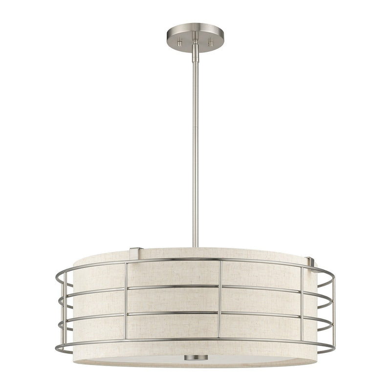 Livex Lighting 55115-91 Five Light Pendant Chandelier, Brushed Nickel