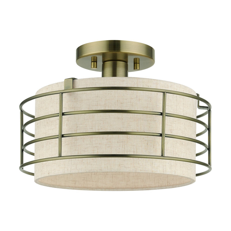 Livex Lighting 55117-01 One Light Semi-Flush Mount, Antique Brass
