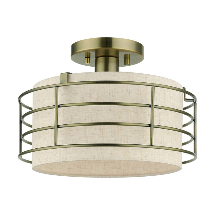 Livex Lighting 55117-01 One Light Semi-Flush Mount, Antique Brass