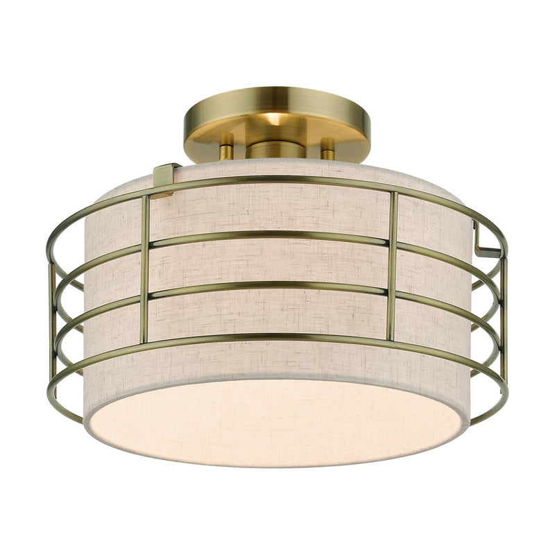 Livex Lighting 55117-01 One Light Semi-Flush Mount, Antique Brass