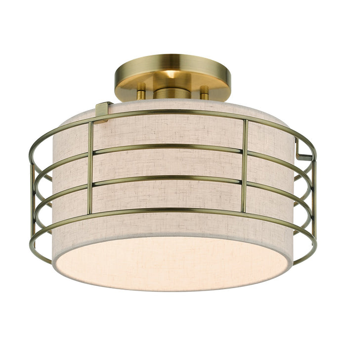 Livex Lighting 55117-01 One Light Semi-Flush Mount, Antique Brass
