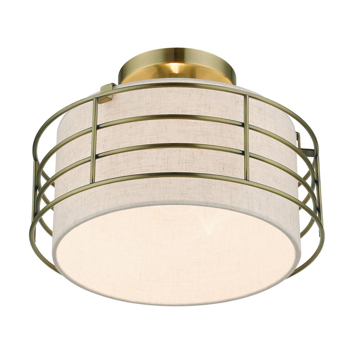 Livex Lighting 55117-01 One Light Semi-Flush Mount, Antique Brass