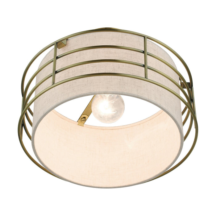 Livex Lighting 55117-01 One Light Semi-Flush Mount, Antique Brass
