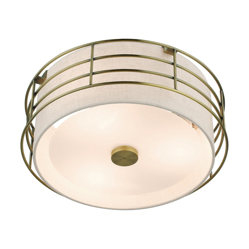 Livex Lighting 55118-01 Three Light Semi-Flush Mount, Antique Brass