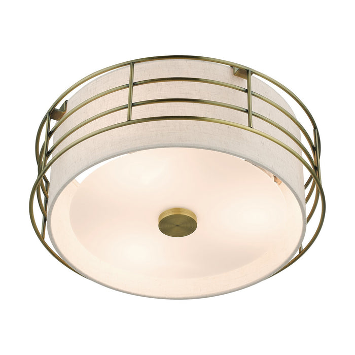 Livex Lighting 55118-01 Three Light Semi-Flush Mount, Antique Brass