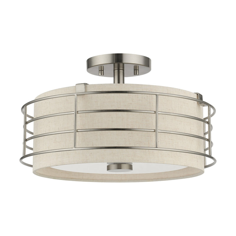 Livex Lighting 55118-91 Three Light Semi-Flush Mount, Brushed Nickel