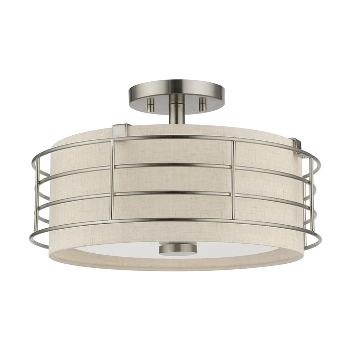 Livex Lighting 55118-91 Three Light Semi-Flush Mount, Brushed Nickel
