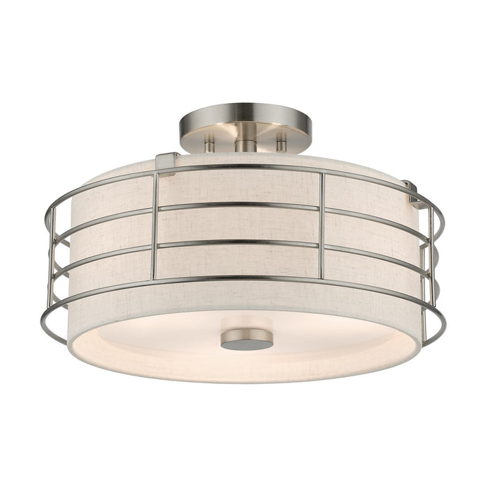 Livex Lighting 55118-91 Three Light Semi-Flush Mount, Brushed Nickel