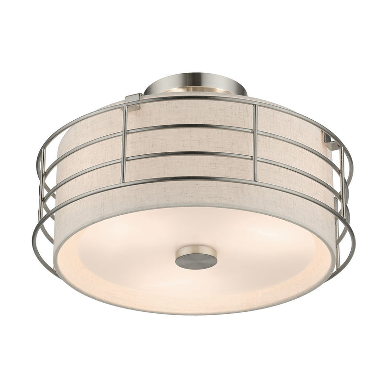 Livex Lighting 55118-91 Three Light Semi-Flush Mount, Brushed Nickel