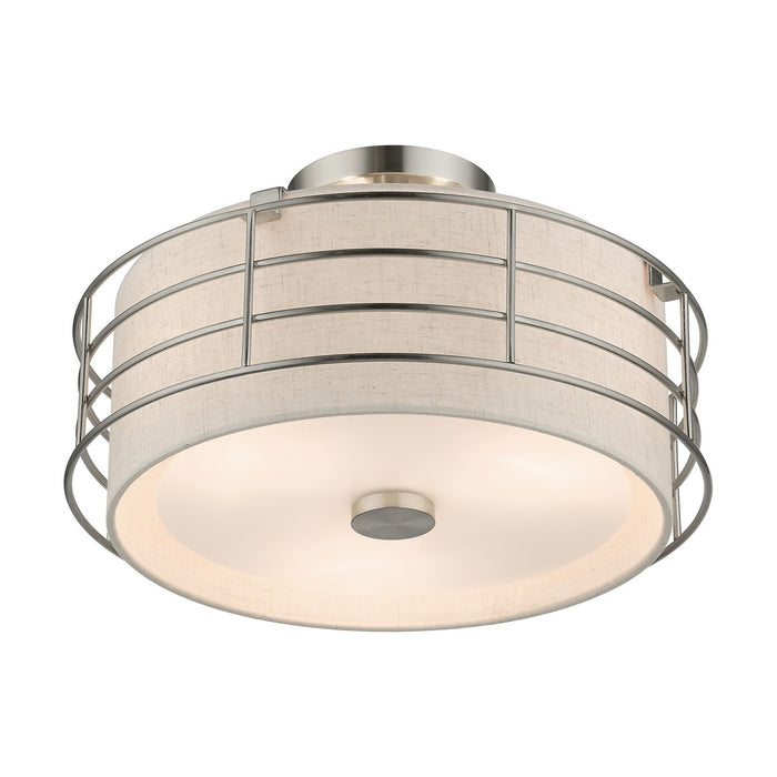 Livex Lighting 55118-91 Three Light Semi-Flush Mount, Brushed Nickel