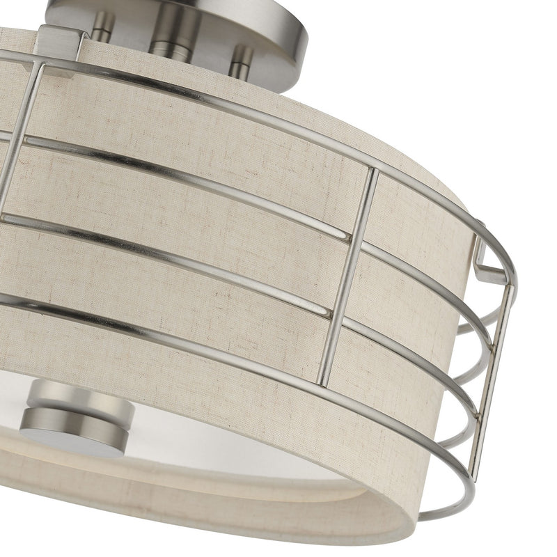 Livex Lighting 55118-91 Three Light Semi-Flush Mount, Brushed Nickel