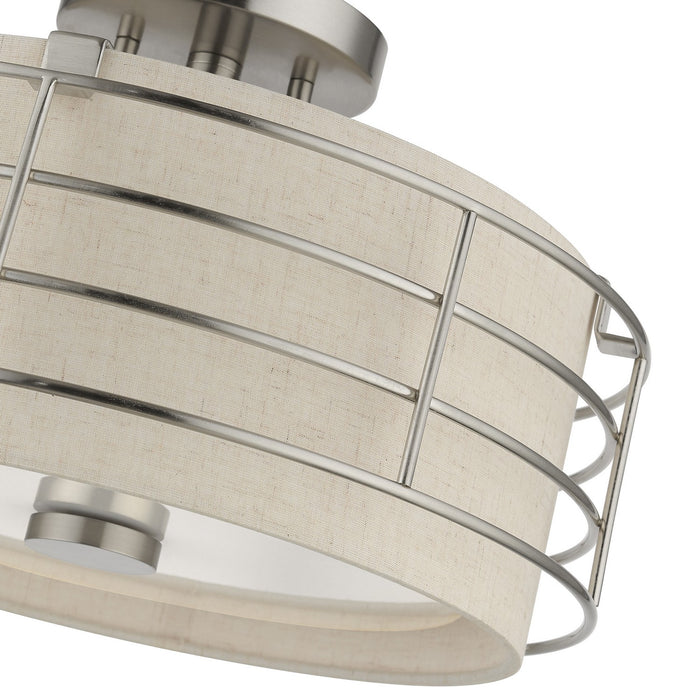 Livex Lighting 55118-91 Three Light Semi-Flush Mount, Brushed Nickel