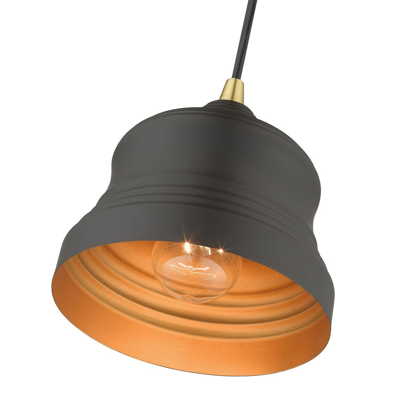 Livex Lighting 55901-07 One Light Pendant, Bronze with Antique Brass